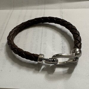 Braided Leather Bracelet with Silver Clasp
